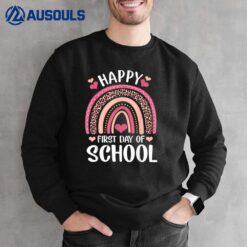 Leopard Rainbow Happy First Day Of School Teacher Boys Girls Sweatshirt