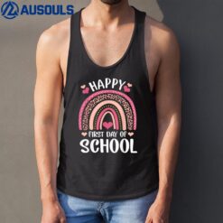 Leopard Rainbow Happy First Day Of School Teacher Boys Girls Tank Top