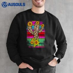 Leopard Sunflower Pattern Cactus Serape Print Cowgirl Rodeo Sweatshirt