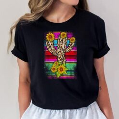 Leopard Sunflower Pattern Cactus Serape Print Cowgirl Rodeo T-Shirt