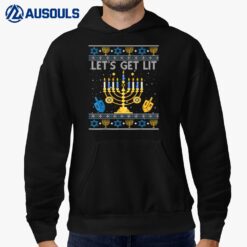 Let's Get Lit Chanukah Hanukkah Funny Christmas Ugly Sweater Hoodie