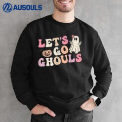 Let's Go Ghouls Halloween Retro Ghost Pumpkin Women Girls Sweatshirt
