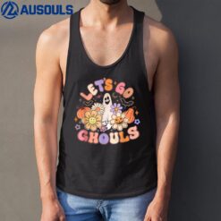 Let's Go Ghouls Retro Groovy Halloween Ghost Pumpkin Tank Top