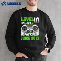 Level 10 Unlocked Awesome Since 2013 10th Birthday Gaming_1 Sweatshirt