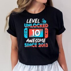 Level 10 Unlocked Awesome Since 2013 10th Birthday Gaming T-Shirt