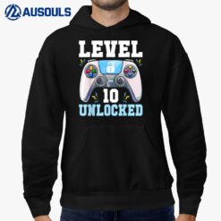 Level 10 Unlocked Video Game 10th Birthday Gamer Boys Kids Hoodie