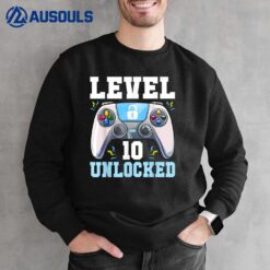 Level 10 Unlocked Video Game 10th Birthday Gamer Boys Kids Sweatshirt