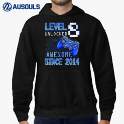 Level 8 Unlocked Awesome Since 2014 8th Birthday Gaming Hoodie