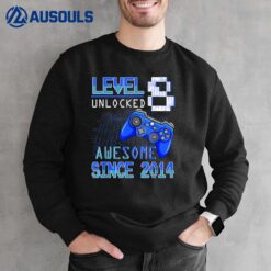 Level 8 Unlocked Awesome Since 2014 8th Birthday Gaming Sweatshirt