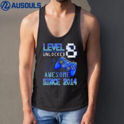 Level 8 Unlocked Awesome Since 2014 8th Birthday Gaming Tank Top