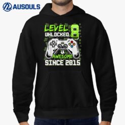 Level 8 Unlocked Awesome Since 2015 8th Birthday Gaming Hoodie