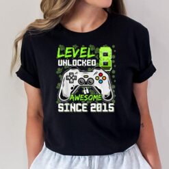 Level 8 Unlocked Awesome Since 2015 8th Birthday Gaming T-Shirt