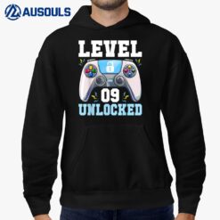 Level 9 Unlocked Video Game 9th Birthday Gamer Boys Kids Hoodie