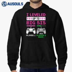 Leveled Up To Big Sister 2023 Cute Im Going To Be A Big Sis Hoodie