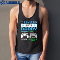 Leveled Up To Daddy 2023 Funny Soon To Be Dad 2023 Tank Top