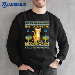 Light The Meownorah Jewish Cat Menorah Lover Ugly Chanukah Sweatshirt
