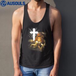 Lion And Lamb Cross Jesus Christ Tank Top