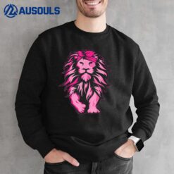 Lion Pink Bandana Breast Cancer Awareness Survivor Warrior Sweatshirt