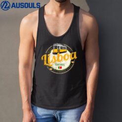 Lisbon Portugal with Retro Tram Vintage Souvenir Tank Top