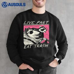 Live Fast Eat Trash And Get Hit By A Car - Sunset Raccoon Sweatshirt