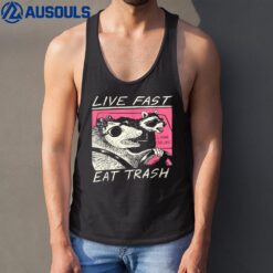 Live Fast Eat Trash And Get Hit By A Car - Sunset Raccoon Tank Top