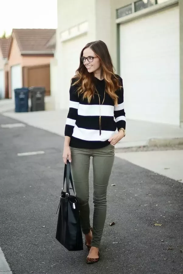 Long Sleeve Blouse with Army Green Pants + Ankle Boots