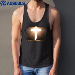 Man Running to Glowing Christian Cross of Jesus Christ Tank Top