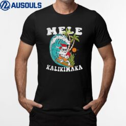 Mele Kalikimaka Hawaii Christmas Surfing Santa T-Shirt