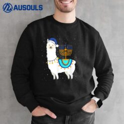 Menorah Hanukkah Llama Cute Alpaca Chanukah Christmas Pajama Sweatshirt