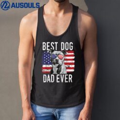 Mens American Flag Best Dog Dad Ever Staffordshire Bull Terrier Tank Top