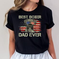 Mens Best Boxer Dad Ever T Dog Lover American Flag Gift T-Shirt