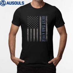 Mens Best Dad Ever American Flag Police  For Fathers T-Shirt