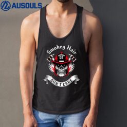 Mens Firefighters Smokey Hair Don't Care Funny Firemen Tank Top