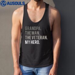 Mens Grandpa The Man The Veteran My Hero Dad Tank Top