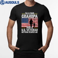 Mens I'm a Dad Grandpa and a Veteran Grandpa Fathers Day T-Shirt