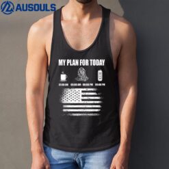 Mens Plan For Today Hero American Flag Fireman Firefighter Tank Top