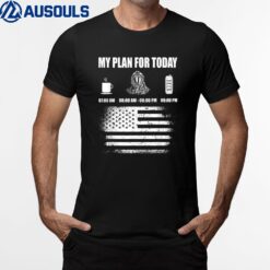 Mens Plan For Today Hero American Flag Fireman Firefighter T-Shirt