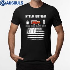 Mens Plan for Today Hero American Flag Fireman Firefighter_4 T-Shirt