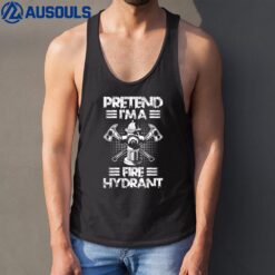 Mens Pretend I'm Fire Hydrant Lazy Halloween Costume Firefighter Tank Top