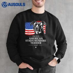 Mens Proud American Staffordshire Terrier Dad American Flag dog Sweatshirt