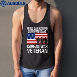 Mens Proud Dad Husband Grandfather and Korean War Veteran Tank Top