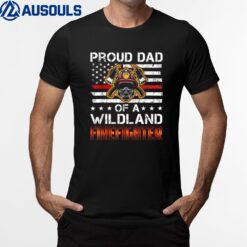 Mens Red Line Flag - Proud Dad of a Wildland Firefighter T-Shirt