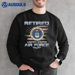 Mens Retired US Air Force Veteran America Flag Veterans Day Sweatshirt