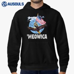 Meowica July 4th Funny Cat on Eagle Independence Hoodie