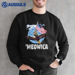 Meowica July 4th Funny Cat on Eagle Independence Sweatshirt