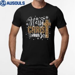 Merry Christmas Christ Cross Leopard Xmas Funny Holiday T-Shirt