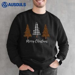 Merry Christmas Holiday Plaid Christmas Tree _ Leopard Print Sweatshirt