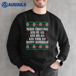 Merry Christmas Kiss My A.s.s Happy Hanukkah Xmas Sweatshirt