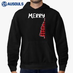 Merry Christmas Tree Buffalo Plaid Xmas Couples Matching Pj Hoodie