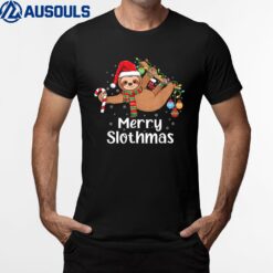 Merry Slothmas Cute Xmas Sloth Santa Hat Christmas Sloth T-Shirt
